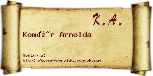 Komár Arnolda névjegykártya